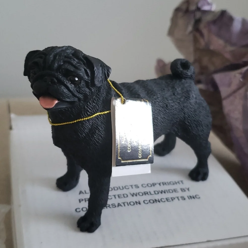 Black pug dog figurine dog collectible statuette NEW - Picture 2 of 6
